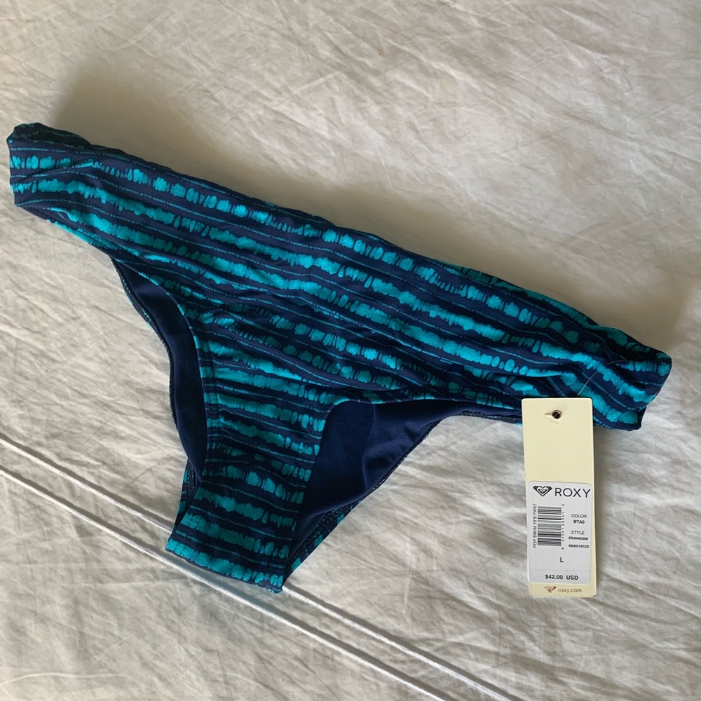 Rocky Blue Stripe Swim Bikini Bottom NWT Large